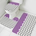 thumbnail image 1 of Purple Grey Bathroom Rugs Set Herringbone Non Slip Absorbent Soft Bath Mats 3 Piece Set with Bathroom Rug, U-Shaped Floor Mat, Toilet Seat Cover Large Size, 1 of 9