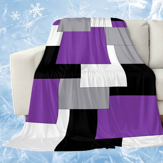 Purple Grey Black Geometric Cooling Blanket,Lightweight Summer Throw Blanket with Double Sided Cold Effect,Middle Century Art Abstract Aesthetics Picnic Blankets Bed Sheet for Hot Sleepers 30"x40"
