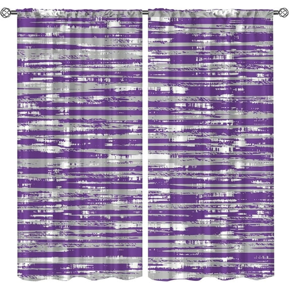 Purple and Grey Blackout Curtains, Abstract Ombre Stripe Rod Pocket Curtains, Do Not Fade Pattern Clear Window Treatments for Living Room Bedroom Kitchen Dining Room Kid Room Balcony-W42xL63in