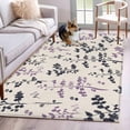 thumbnail image 1 of Purple Grey Botanical Area Rugs 2.7'x5', Small Throw Rugs for Kitchen Bedroom, Rustic Country Spring Floral Summer Leaf Indoor Outdoor Rug Non-Slip Low Pile Carpet Runner Reversible Floor Mats, 1 of 8