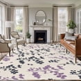 thumbnail image 1 of Purple Grey Botanical Area Rugs 5'x8', Small Throw Rugs for Classroom Bedroom, Rustic Country Spring Floral Summer Leaf Indoor Outdoor Rug Non-Slip Low Pile Carpet Runner Reversible Floor Mats, 1 of 8