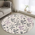 thumbnail image 1 of Purple Grey Botanical Round Area Rug 4Ft Washable Circle Rugs for Bedroom Dining Room, Rustic Country Spring Floral Summer Leaf Non-Slip Carpet Floor Mats Indoor Outdoor Carpet Runner Home Decor, 1 of 8