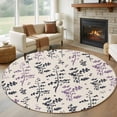 thumbnail image 1 of Purple Grey Botanical Round Area Rug 8Ft Washable Large Circle Rugs for Living Room Dorm, Rustic Country Spring Floral Summer Leaf Non-Slip Carpet Floor Mats Indoor Outdoor Carpet Runner Home Decor, 1 of 8