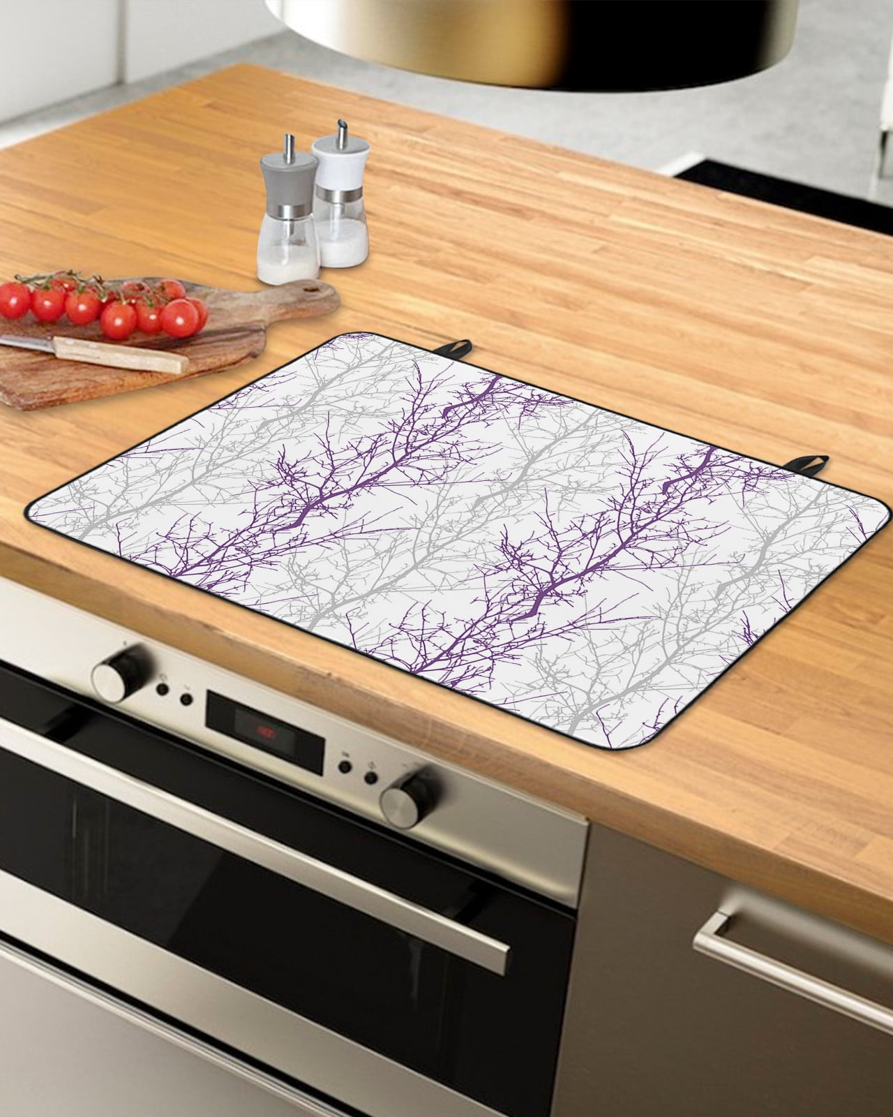 Purple Grey Branch Stove Top Covers for Electric Stove, Heat Insulation