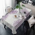 thumbnail image 1 of Purple Grey Chrysanthemum Table Cloth Waterproof Tablecloths, Farmhouse Botanical Floral Modern Tablecloth Dining Table Cover for Kitchen Party Tabletop Outdoor, Rectangle Tablecloth 54x108 Inch, 1 of 9