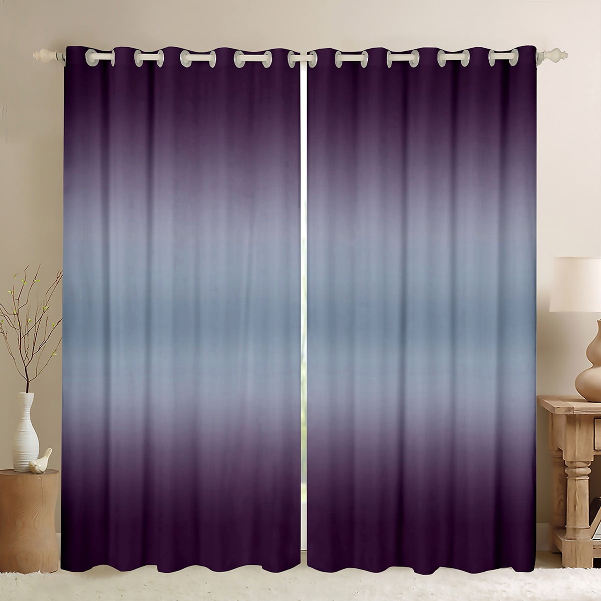 Purple and Grey Curtains Deep Purple Gradient Black Out Curtains