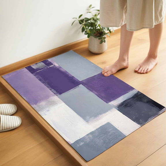 Purple Grey Door Mat 16x24 Inch Graffiti Art Abstract Mottled Oil Paint Texture Entryway Rug with Non-Slip Rubber, Inside Floor Mats Front Door Rug for Living Room Bathroom Bedroom Home Office