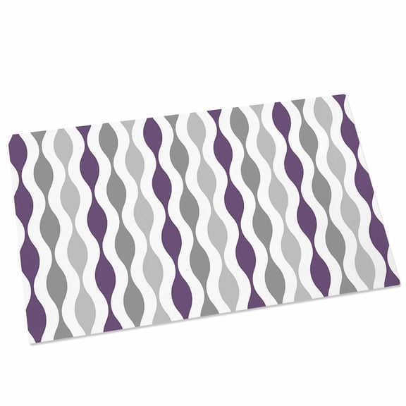 Purple Grey Door Mat 16x24 Inch Medieval Print Waves Geometric Entryway Rug with Non-Slip Rubber, Front Door Rug Indoor Floor Mats for Living Room Bathroom Bedroom Home Office