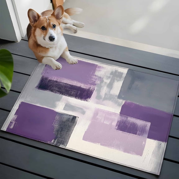 Purple Grey Front Door Rugs 2x3 ft Graffiti Art Abstract Mottled Color Block Modern Small Rug for Entryway Non Slip Washable Bathroom Door Mat Absorbent Floor Mat for Indoor Entrance