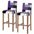 thumbnail image 1 of Purple Grey Geometric Bar Stool Cover Set of 2, Modern Black White Abstract Art Stretch Bar Chair Cover, Removable Washable Pub Counter Stool Chair Slipcover for Kitchen Dining Room Pub Cafe, 1 of 9
