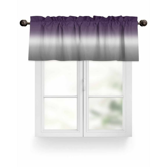 Purple Grey Gradient Kitchen Valances for Windows Abstract Watercolors Valance Curtains&nbsp; for Kitchen /Living Room/Bedroom/ Bathroom Decor, 54"x18 " ,Rod Pocket 1 Panel,