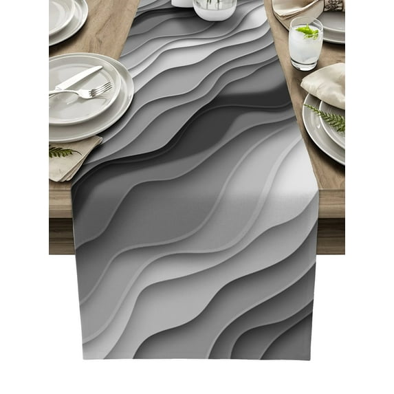 Purple Grey Gradient Modern Geometric Abstract Table Runner Home Wedding Table Mat Centerpieces Decoration Dining Tablecloth