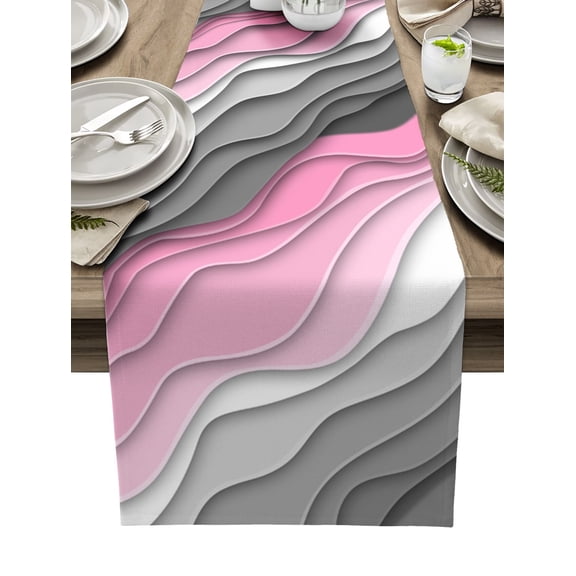Purple Grey Gradient Modern Geometric Abstract Table Runner Home Wedding Table Mat Centerpieces Decoration Dining Tablecloth