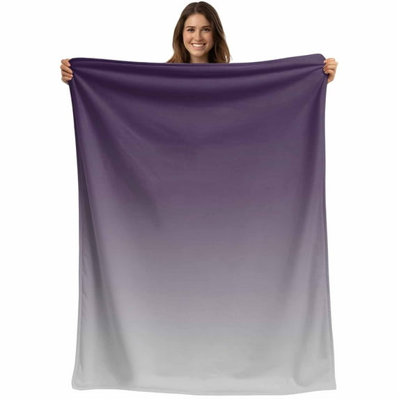 Purple Grey Gradient Throw Blankets, Abstract Watercolor Soft Fleece Blanket Decorative for Home Sofa Couch Chair Living Bedroom, 60x80 inches,