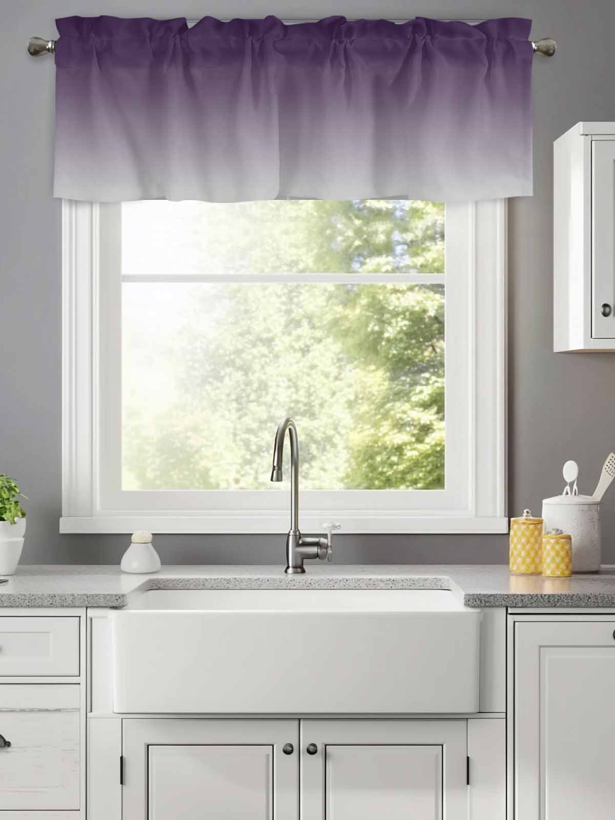 Purple Grey Gradient Valances for Windows,Rod Pocket Valance for ...
