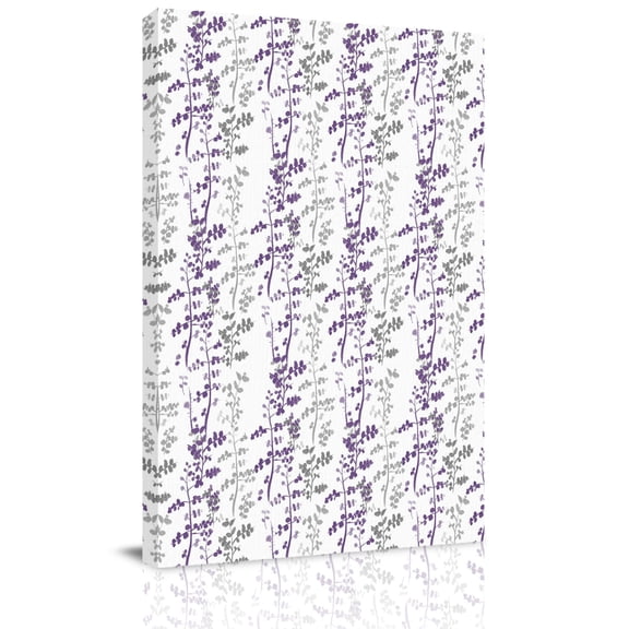 Purple and Grey Leaf Canvas Wall Art for Living Room, Abstract Farm Plants Floral Branches Poster Print Painting for Bedroom Office Home Decoration Wall Pictures Prepare To Hang 12"x18"