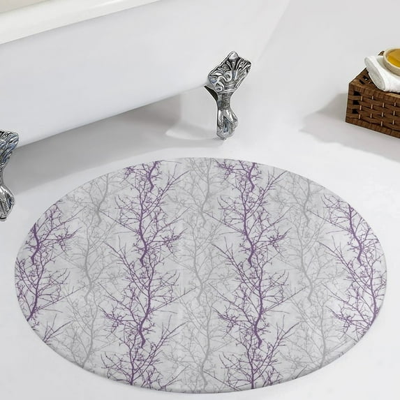 Purple Grey Leaves Round Carpet Circle Rug Outdoor Patio Area Rug Washable Large Area Rugs Hallway Room Decor Fitness Mats