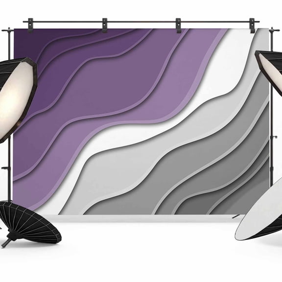 Purple Grey Ombre Backdrop for Photography,Fabric Photo Background Backdrop,Modern Geometric Abstract Aesthetics Cream Photo Booth Background for Portrait Photoshoot Video Wedding Banner 7x5ft