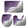 thumbnail image 1 of Purple Grey Ombre Bath Mat 3 Piece Bathroom Rug Set, Modern Geometric Abstract Aesthetics Cream Non Slip Bath Rug Contour Mat and Toilet Lid Cover, Absorbent Shower Mats Soft Bath Rugs and Mats Sets, 1 of 8