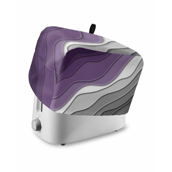 Purple Grey Ombre Toaster Cover 4 Slice, Modern Geometric Abstract Aesthetics Cream Dustproof Bread Machine Oven Cover with Storage Pockets, Fits Most Kitchen Toasters Protector