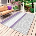 thumbnail image 1 of Purple Grey Outdoor Rug for Patio/Deck/Porch, Non-Slip Large Area Rug 5 x 8 Ft, Chic Garden Floral Stripe Aesthetic Flower Indoor Outdoor Rugs Washable Area Rugs, Reversible Camping Rug Carpet Runner, 1 of 8