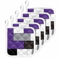 thumbnail image 1 of Purple Grey Pot Holders for Kitchen Heatproof Potholder, 5 Pack Modern Purple Geometric Hot Pads Multipurpose Oven Pads Cloth Potholders Trivet for Cooking Baking, 1 of 8