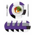 thumbnail image 1 of Purple Grey Round 15 Inch Placemats Set of 4, Modern Purple Geometric HeatResistant Non Slip Place Mats for Dining Table, Wipeable Braided Kitchen Table Mats for Housewarming, 1 of 9