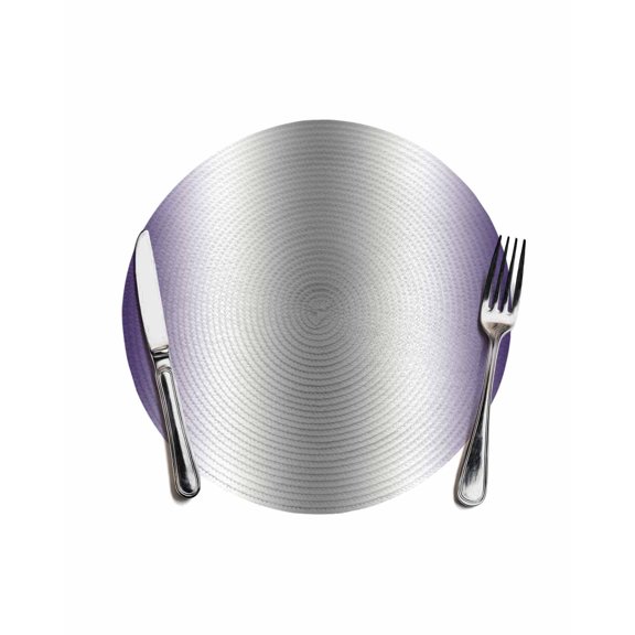 Purple Grey Round Placemats for Dinning Tables, Heat-proof Braided Table Mats 13 Inch, Gray Farmhouse Modern Rustic Washable Place Mat for Kitchen Restaurant Party Decor Supplies Table Setting