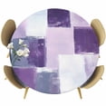 thumbnail image 1 of Purple Grey Round Tablecloth 36-44 Inch Round Fitted Table Cloth with Elastic Edge, Modern Oil Painting Geometric Abstract Waterproof Table Cover Protector for Outdoor Picnic Party Dining, 1 of 6