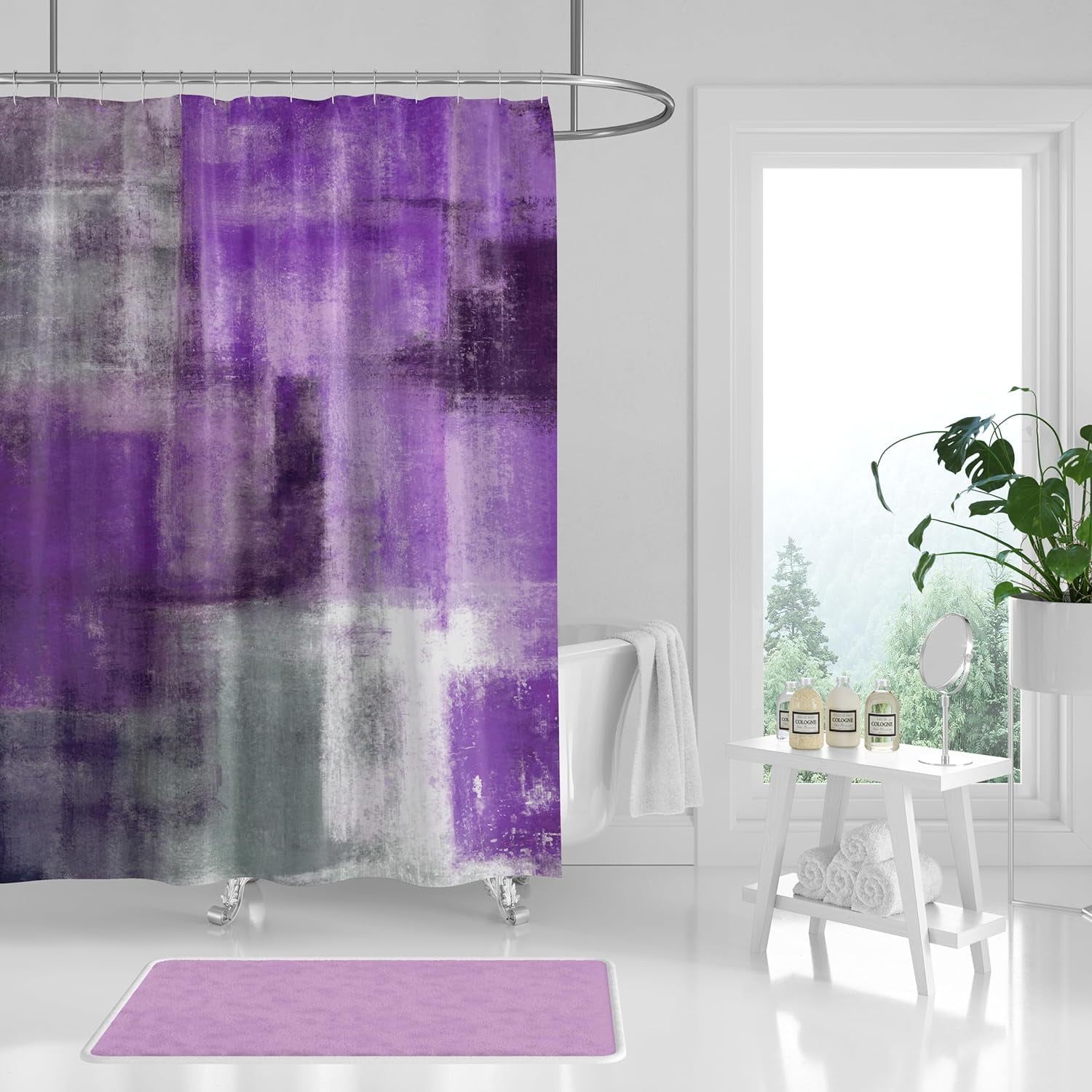 Purple And Gray Shower Curtain