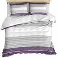 thumbnail image 1 of Purple Grey Stripe Bedding 3 Piece Duvet Cover Set Twin Size, Modern Art Horizontal Striped Soft Microfiber Comforter Cover with Zipper Closure & Pillowcases, Wrinkle & FadeResistant Quilt Cover, 1 of 9