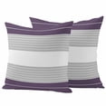 thumbnail image 1 of Purple Grey Stripe Outdoor Waterproof Pillow Covers, Modern Art Horizontal Striped Decorative Square Throw Pillowcase Sofa Cushion Sham for Patio/Couch/Chair, 26"x26" 2 Pack, 1 of 8