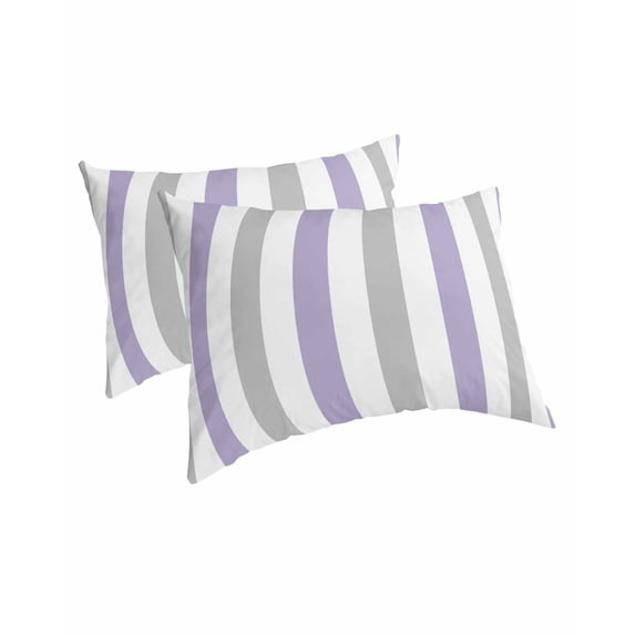 Purple Grey Stripe Pillow Covers King Size 2 Pack, Modern Farmhouse Vertical Striped Soft Bed Throw Pillowcases Breathable Cooling Long Lumbar Body Pillow Sham Cover for Bed Sofa 20''x36''