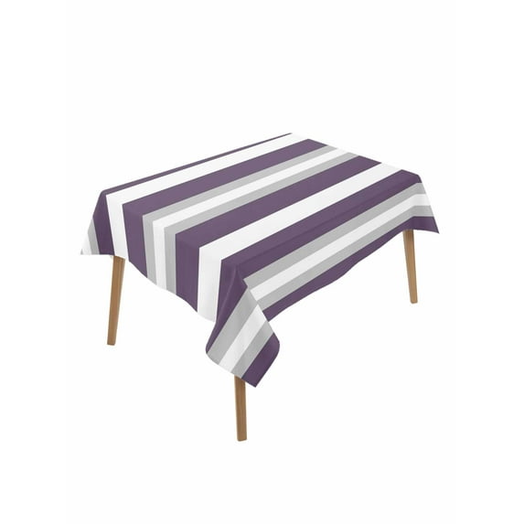 Purple Grey Stripe Table Cloth, Minimalist Farmhouse Striped Waterproof Tablecloth for Rectangle Tables, Reusable Washable Fabric Table Cover for Restaurant Kitchen Dining Tables 60"x102"