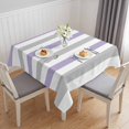 thumbnail image 1 of Purple Grey Stripe Table Cloth Waterproof Tablecloths, Modern Farmhouse Vertical Striped Tablecloth Dining Table Cover for Kitchen Party Tabletop Outdoor, Square Tablecloth 60x60 Inch, 1 of 9