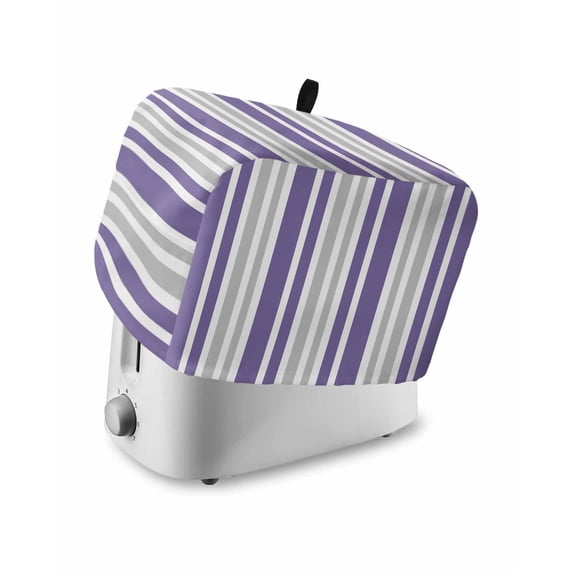 Purple Grey Stripe Toaster Cover 2 Slice, Small Kitchen Appliance Covers, Farmhouse Minimalist Striped Toaster Oven Cover with Loop, Bread Machine Cover Polyester Dust Cover Protection