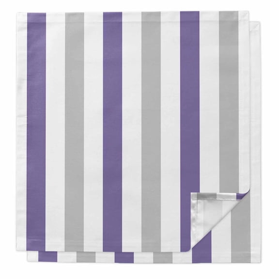 Purple Grey Striped Cloth Napkins Washable Set of 2, Minimalist Farmhouse Stripe Reusable Dinner Table Napkins Cloth Bulk for Weddings Kitchen Restaurants Hotel Events Parties 20 x 20 Inch
