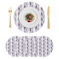 thumbnail image 1 of Purple Grey Striped Round 15 Inch Placemats Set of 4, Modern Abstract Geometric Stripes HeatResistant Non Slip Place Mats for Dining Table, Wipeable Braided Kitchen Table Mats for Housewarming, 1 of 9