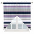 thumbnail image 1 of Purple Grey Striped Swag Curtains for Kitchen/Bedroom/Living Room, Farmhouse Stripes Modern Abstract Art Scalloped Curtains 63 Inch Long, Window Swag Topper Curtains Valances 2 Panels Set 36"x63", 1 of 8