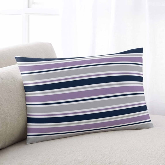 Purple Grey Striped Throw Pillow Covers, Farmhouse Stripes Modern Abstract Art Soft Breathable Pillow Cases with Invisible Zipper for Sleeping, Small Pillowcases for Couch Bed Sofa Chair 16x24 Inches
