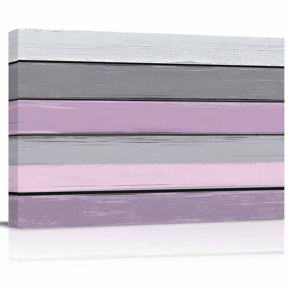Purple Grey Stripes Canvas Print Wall Art Paint Peeling Effect Wood Texture Pictures Painting Morden Artwork for Living Room Bedroom, Ready to Hang - 12"x16"