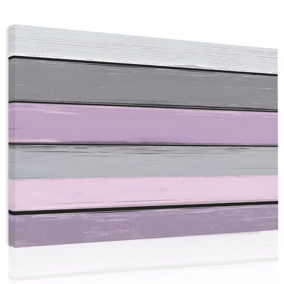Purple Grey Stripes Canvas Print Wall Art, Paint Peeling Effect Wood Texture Wall Decor Modern Artwork Paintings Pictures for Living Room Framed and Stretched Ready to Hang, 12" x 16"