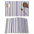 thumbnail image 1 of Purple Grey Stripes Placemats Set of 6 Simple Striped Lines Minimalist Modern Place Mats Indoor Wipeable Table Mats Washable Dining Table Placemats for Kitchen Holiday Party Home Decor 13x19 Inch, 1 of 9