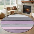 thumbnail image 1 of Purple Grey Stripes Round Rugs for Living Room 5ft Paint Peeling Effect Wood Texture Non Slip Circle Rug Washable Low-Profile Indoor Carpet for Bedroom, Dining Room, Bathroom, 1 of 9