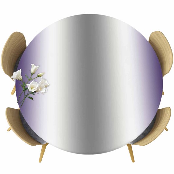 Purple Grey Table Cloth, Round Fitted Tablecloths with Elastic Edge, Gray Farmhouse Modern Rustic Wipeable Waterproof Table Cover for Kitchen Wedding 55-60 Inches
