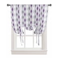 thumbnail image 1 of Purple Grey Tie Up Curtains for Kitchen Bathroom Bedroom Windows 63 Inch Length, Modern Geometric Striped Art Balloon Drape Curtains Shade Rod Pocket Drapery Curtain Panel, 46"x63", 1 of 7