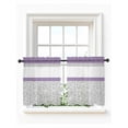 thumbnail image 1 of Purple Grey Tier Curtains 36 Inch Length,Sheer Curtains for Bedroom Living Room Window Chic Garden Floral Stripe Aesthetic Flower Small Half Window Kitchen Curtains & Drapes 27.5"x36" 2 Panels, 1 of 6