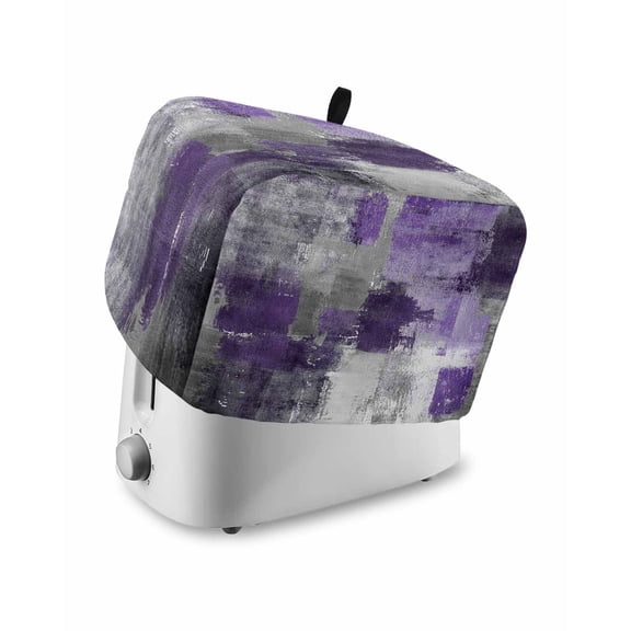 Purple Grey Toaster Cover 4 Slice, Modern Oil Painted Abstract Art Aesthetics Dustproof Bread Machine Oven Cover with Storage Pockets, Fits Most Kitchen Toasters Protector