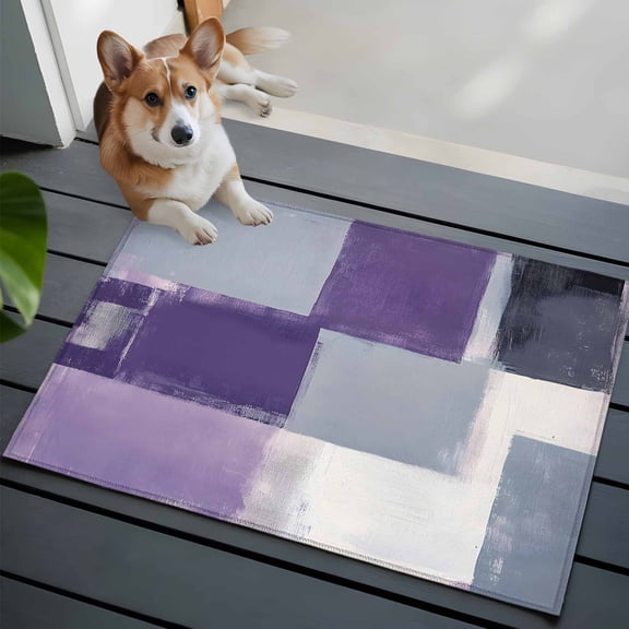 Purple Grey Washable Area Rug 2x3 111 Graffiti Art Abstract Mottled Oil Paint Texture Low-Profile Area Rugs with Non Slip Backing Indoor Floor Carpet for Entrance Living Room Bedroom Home Office