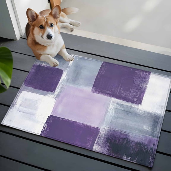 Purple Grey Washable Area Rug 2x3 111 Graffiti Art Abstract Mottled Texture Modern Low-Profile Area Rugs with Non Slip Backing Indoor Floor Carpet for Entrance Living Room Bedroom Home Office